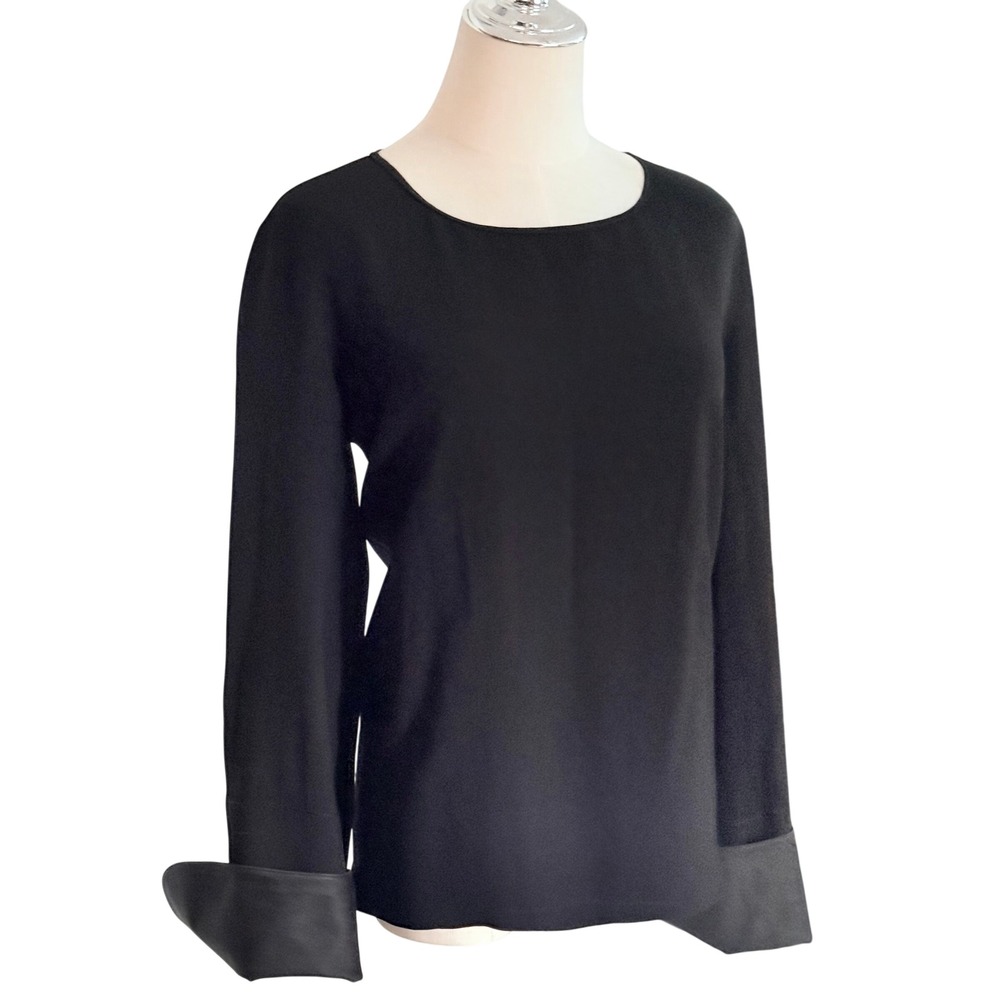 The Row Ivy Top Silk Lined Black Architectural Flared Cuff 4